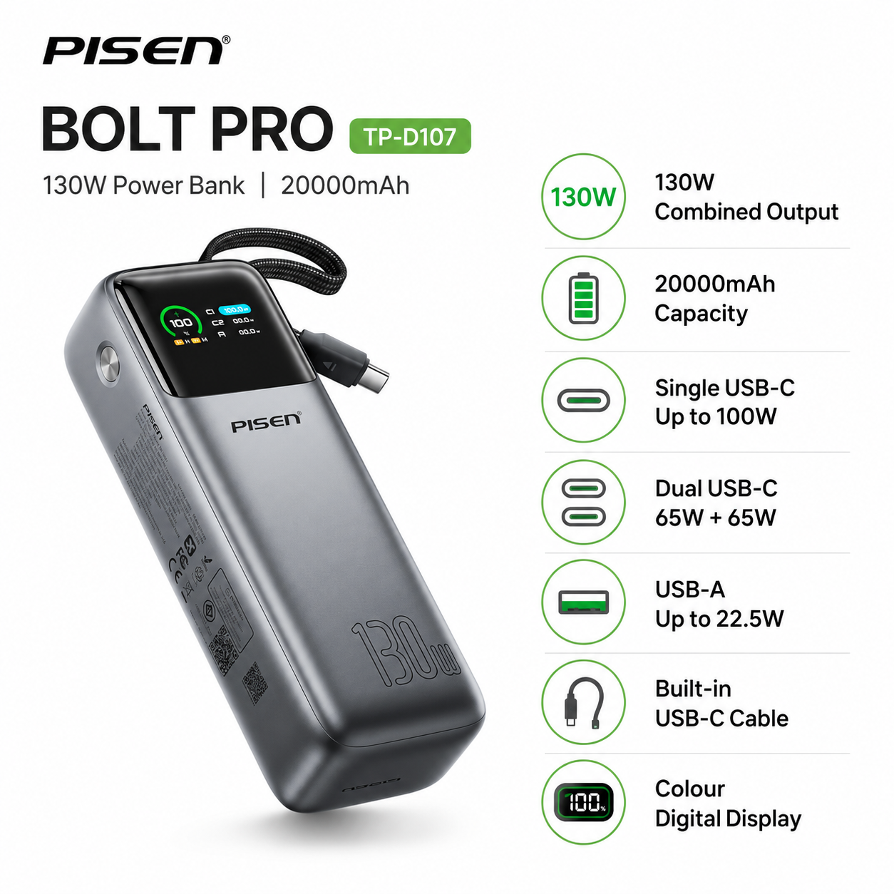 PISEN BOLT PRO TP-D107 POWER BANK
