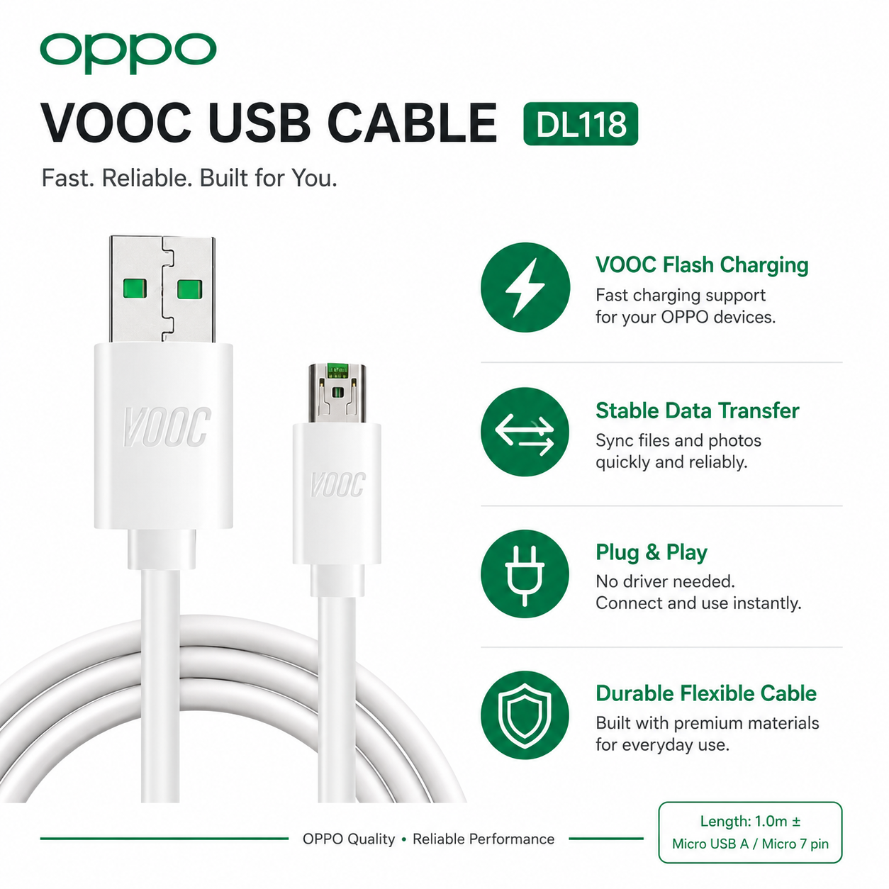 OPPO VOOC USB Cable DL118