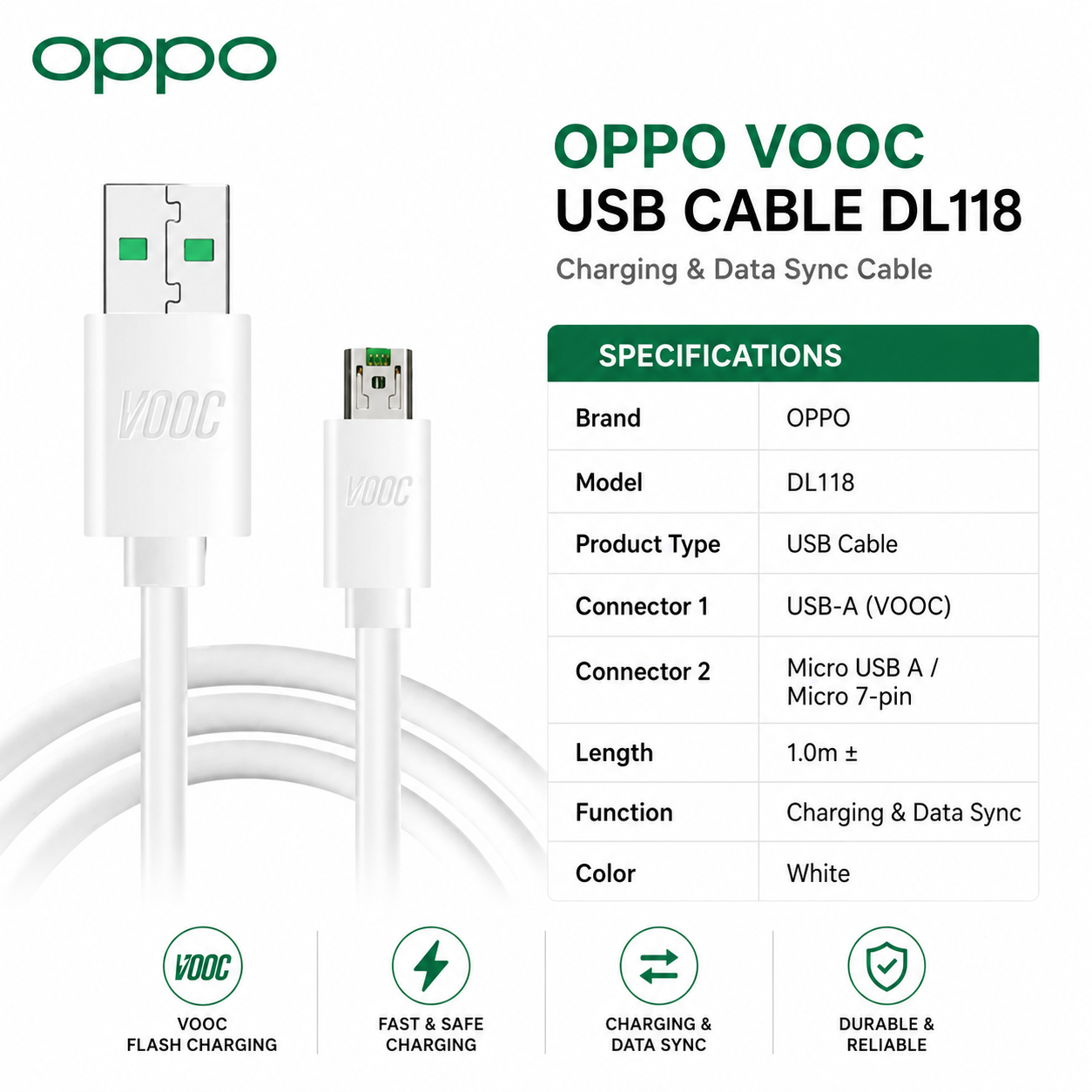 OPPO VOOC USB Cable DL118